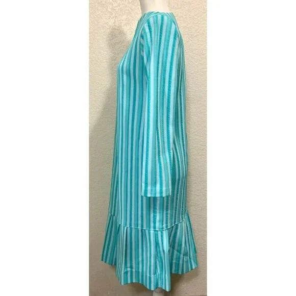 Handmade Vintage 80s Blue Long Sleeve Dress - Picture 2 of 6